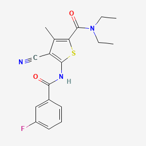 molecular formula C18H18FN3O2S B10971827 4-cyano-N,N-diethyl-5-{[(3-fluorophenyl)carbonyl]amino}-3-methylthiophene-2-carboxamide 