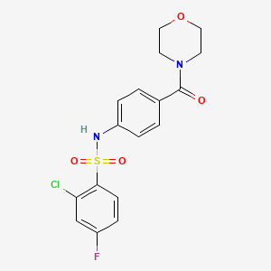 molecular formula C17H16ClFN2O4S B10971840 2-chloro-4-fluoro-N-[4-(morpholin-4-ylcarbonyl)phenyl]benzenesulfonamide 
