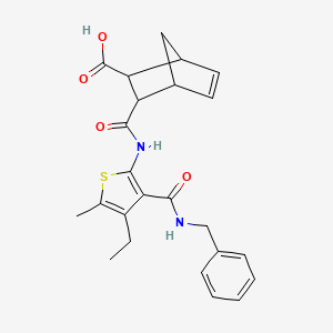 molecular formula C24H26N2O4S B10971922 3-{[3-(Benzylcarbamoyl)-4-ethyl-5-methylthiophen-2-yl]carbamoyl}bicyclo[2.2.1]hept-5-ene-2-carboxylic acid 