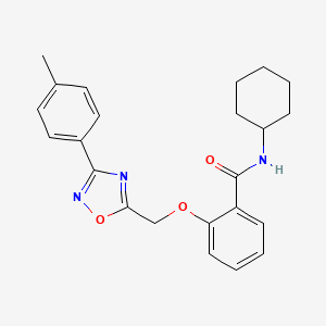molecular formula C23H25N3O3 B10971930 N-cyclohexyl-2-{[3-(4-methylphenyl)-1,2,4-oxadiazol-5-yl]methoxy}benzamide 