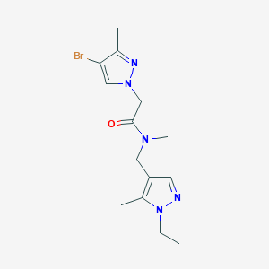 molecular formula C14H20BrN5O B10972033 2-(4-bromo-3-methyl-1H-pyrazol-1-yl)-N-[(1-ethyl-5-methyl-1H-pyrazol-4-yl)methyl]-N-methylacetamide 