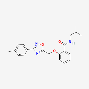 molecular formula C21H23N3O3 B10972096 2-{[3-(4-methylphenyl)-1,2,4-oxadiazol-5-yl]methoxy}-N-(2-methylpropyl)benzamide 