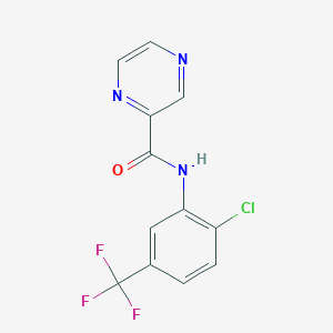 molecular formula C12H7ClF3N3O B10972266 N-[2-chloro-5-(trifluoromethyl)phenyl]pyrazine-2-carboxamide 