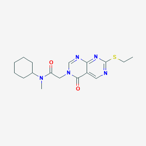 molecular formula C17H23N5O2S B10972366 N-cyclohexyl-2-[7-(ethylsulfanyl)-4-oxopyrimido[4,5-d]pyrimidin-3(4H)-yl]-N-methylacetamide 