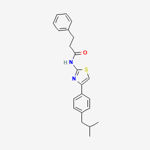 molecular formula C22H24N2OS B10972414 N-{4-[4-(2-methylpropyl)phenyl]-1,3-thiazol-2-yl}-3-phenylpropanamide 