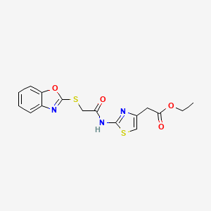 molecular formula C16H15N3O4S2 B10972442 Ethyl (2-{[(1,3-benzoxazol-2-ylsulfanyl)acetyl]amino}-1,3-thiazol-4-yl)acetate CAS No. 443655-17-2