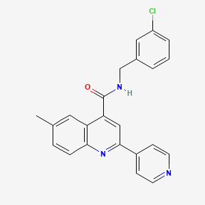 molecular formula C23H18ClN3O B10972445 N-(3-chlorobenzyl)-6-methyl-2-(pyridin-4-yl)quinoline-4-carboxamide 