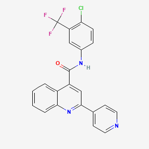 molecular formula C22H13ClF3N3O B10972532 N-[4-chloro-3-(trifluoromethyl)phenyl]-2-(pyridin-4-yl)quinoline-4-carboxamide 