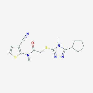 molecular formula C15H17N5OS2 B10972691 N-(3-cyanothiophen-2-yl)-2-[(5-cyclopentyl-4-methyl-4H-1,2,4-triazol-3-yl)sulfanyl]acetamide 