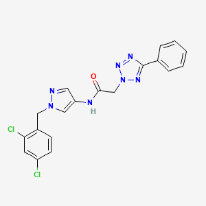 molecular formula C19H15Cl2N7O B10972705 N-[1-(2,4-dichlorobenzyl)-1H-pyrazol-4-yl]-2-(5-phenyl-2H-tetrazol-2-yl)acetamide 