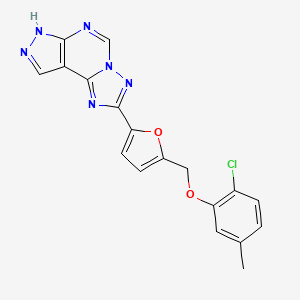 molecular formula C18H13ClN6O2 B10972839 2-{5-[(2-Chloro-5-methylphenoxy)methyl]-2-furyl}-7H-pyrazolo[4,3-E][1,2,4]triazolo[1,5-C]pyrimidine 