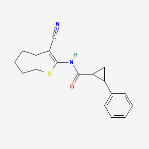 molecular formula C18H16N2OS B10972908 N-(3-cyano-5,6-dihydro-4H-cyclopenta[b]thiophen-2-yl)-2-phenylcyclopropanecarboxamide 