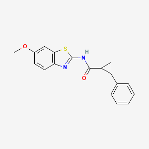 molecular formula C18H16N2O2S B10973005 N-(6-methoxy-1,3-benzothiazol-2-yl)-2-phenylcyclopropanecarboxamide 