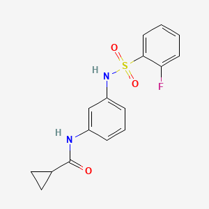 molecular formula C16H15FN2O3S B10973042 N-(3-{[(2-fluorophenyl)sulfonyl]amino}phenyl)cyclopropanecarboxamide 