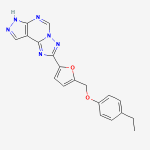 molecular formula C19H16N6O2 B10973060 2-{5-[(4-Ethylphenoxy)methyl]-2-furyl}-7H-pyrazolo[4,3-E][1,2,4]triazolo[1,5-C]pyrimidine 