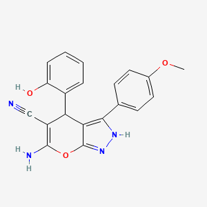 molecular formula C20H16N4O3 B10973112 6-Amino-4-(2-hydroxyphenyl)-3-(4-methoxyphenyl)-1,4-dihydropyrano[2,3-c]pyrazole-5-carbonitrile 
