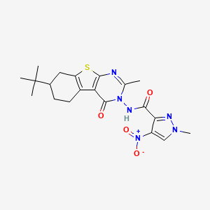 molecular formula C20H24N6O4S B10973205 N-(7-tert-butyl-2-methyl-4-oxo-5,6,7,8-tetrahydro[1]benzothieno[2,3-d]pyrimidin-3(4H)-yl)-1-methyl-4-nitro-1H-pyrazole-3-carboxamide 