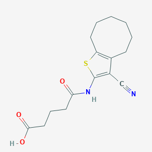 molecular formula C16H20N2O3S B10973206 5-[(3-Cyano-4,5,6,7,8,9-hexahydrocycloocta[b]thiophen-2-yl)amino]-5-oxopentanoic acid 