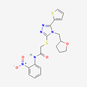 molecular formula C19H19N5O4S2 B10973208 N-(2-nitrophenyl)-2-{[4-(tetrahydrofuran-2-ylmethyl)-5-(thiophen-2-yl)-4H-1,2,4-triazol-3-yl]sulfanyl}acetamide 