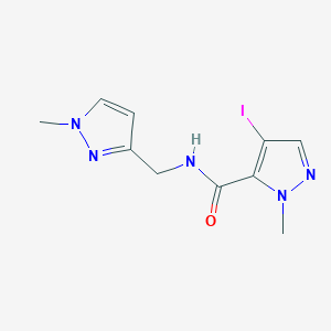 molecular formula C10H12IN5O B10973215 4-iodo-1-methyl-N-[(1-methyl-1H-pyrazol-3-yl)methyl]-1H-pyrazole-5-carboxamide 