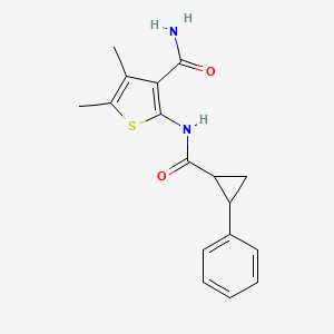 molecular formula C17H18N2O2S B10973232 4,5-Dimethyl-2-{[(2-phenylcyclopropyl)carbonyl]amino}thiophene-3-carboxamide 