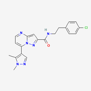molecular formula C20H19ClN6O B10973315 N-(4-chlorophenethyl)-7-(1,5-dimethyl-1H-pyrazol-4-yl)pyrazolo[1,5-a]pyrimidine-2-carboxamide 