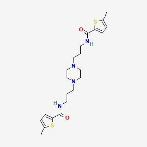 molecular formula C22H32N4O2S2 B10973439 N,N'-(piperazine-1,4-diyldipropane-3,1-diyl)bis(5-methylthiophene-2-carboxamide) 