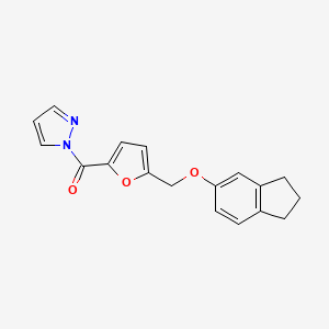 molecular formula C18H16N2O3 B10973641 {5-[(2,3-dihydro-1H-inden-5-yloxy)methyl]furan-2-yl}(1H-pyrazol-1-yl)methanone 