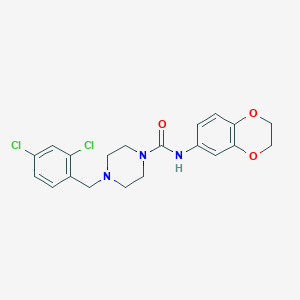 molecular formula C20H21Cl2N3O3 B10973642 4-(2,4-dichlorobenzyl)-N-(2,3-dihydro-1,4-benzodioxin-6-yl)piperazine-1-carboxamide 