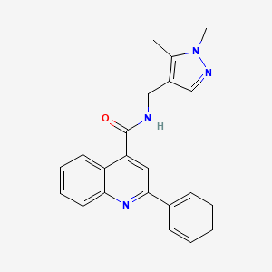 molecular formula C22H20N4O B10973672 N-[(1,5-dimethyl-1H-pyrazol-4-yl)methyl]-2-phenylquinoline-4-carboxamide 