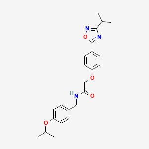 molecular formula C23H27N3O4 B10973679 2-{4-[3-(propan-2-yl)-1,2,4-oxadiazol-5-yl]phenoxy}-N-[4-(propan-2-yloxy)benzyl]acetamide 