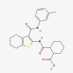 molecular formula C24H28N2O4S B10973820 2-({3-[(3-Methylphenyl)carbamoyl]-4,5,6,7-tetrahydro-1-benzothiophen-2-yl}carbamoyl)cyclohexanecarboxylic acid 