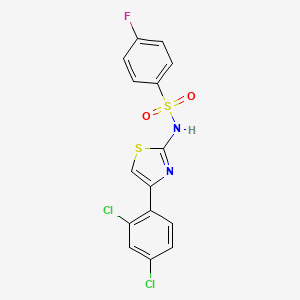 molecular formula C15H9Cl2FN2O2S2 B10973839 N-[4-(2,4-dichlorophenyl)-1,3-thiazol-2-yl]-4-fluorobenzenesulfonamide 
