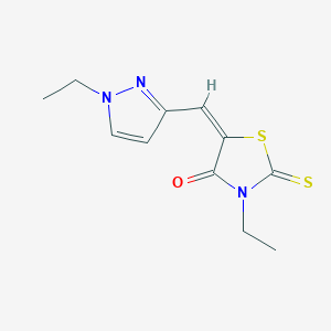 molecular formula C11H13N3OS2 B10973845 Thiazolidin-4-one, 3-ethyl-5-(1-ethyl-1H-pyrazol-3-ylmethylene)-2-thioxo- 