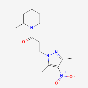 molecular formula C14H22N4O3 B10973902 3-(3,5-dimethyl-4-nitro-1H-pyrazol-1-yl)-1-(2-methylpiperidin-1-yl)propan-1-one 