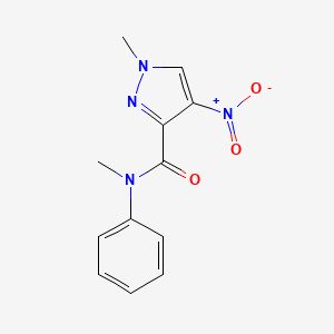 molecular formula C12H12N4O3 B10973912 N,1-dimethyl-4-nitro-N-phenyl-1H-pyrazole-3-carboxamide 