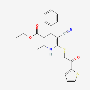 molecular formula C22H20N2O3S2 B10973935 Ethyl 5-cyano-2-methyl-6-{[2-oxo-2-(thiophen-2-yl)ethyl]sulfanyl}-4-phenyl-1,4-dihydropyridine-3-carboxylate 