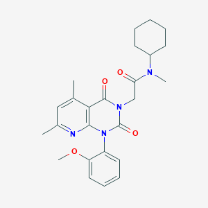 molecular formula C25H30N4O4 B10974011 N-cyclohexyl-2-[1-(2-methoxyphenyl)-5,7-dimethyl-2,4-dioxo-1,4-dihydropyrido[2,3-d]pyrimidin-3(2H)-yl]-N-methylacetamide 