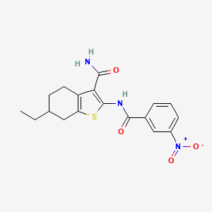 molecular formula C18H19N3O4S B10974079 6-Ethyl-2-[(3-nitrobenzoyl)amino]-4,5,6,7-tetrahydro-1-benzothiophene-3-carboxamide 