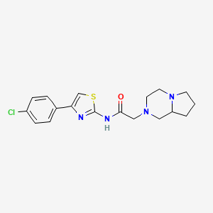molecular formula C18H21ClN4OS B10974245 N-[4-(4-chlorophenyl)-1,3-thiazol-2-yl]-2-(hexahydropyrrolo[1,2-a]pyrazin-2(1H)-yl)acetamide 