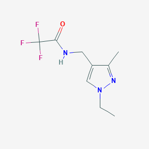molecular formula C9H12F3N3O B10974320 N-((1-ethyl-3-methyl-1H-pyrazol-4-yl)methyl)-2,2,2-trifluoroacetamide 