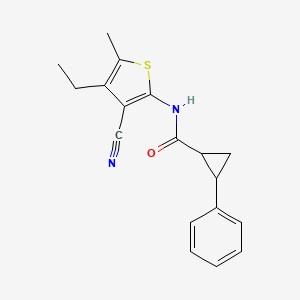 molecular formula C18H18N2OS B10974425 N-(3-cyano-4-ethyl-5-methylthiophen-2-yl)-2-phenylcyclopropanecarboxamide 