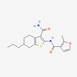 molecular formula C18H22N2O3S B10974490 N-(3-carbamoyl-6-propyl-4,5,6,7-tetrahydro-1-benzothiophen-2-yl)-2-methylfuran-3-carboxamide 
