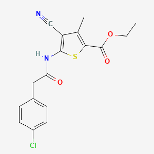molecular formula C17H15ClN2O3S B10974533 Ethyl 5-{[(4-chlorophenyl)acetyl]amino}-4-cyano-3-methylthiophene-2-carboxylate 