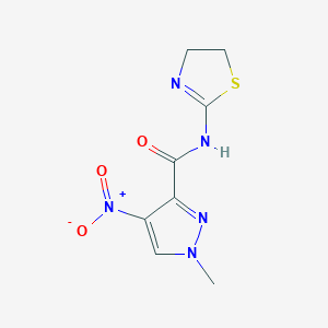 molecular formula C8H9N5O3S B10974558 N-(4,5-dihydro-1,3-thiazol-2-yl)-1-methyl-4-nitro-1H-pyrazole-3-carboxamide 