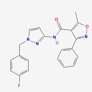 molecular formula C21H17FN4O2 B10974615 N-[1-(4-fluorobenzyl)-1H-pyrazol-3-yl]-5-methyl-3-phenyl-1,2-oxazole-4-carboxamide 