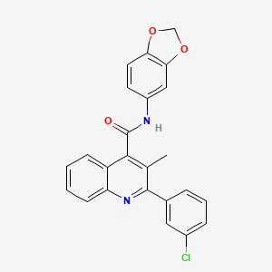 molecular formula C24H17ClN2O3 B10974668 N-(1,3-benzodioxol-5-yl)-2-(3-chlorophenyl)-3-methylquinoline-4-carboxamide 