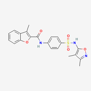 molecular formula C21H19N3O5S B10974773 N-{4-[(3,4-dimethyl-1,2-oxazol-5-yl)sulfamoyl]phenyl}-3-methyl-1-benzofuran-2-carboxamide 