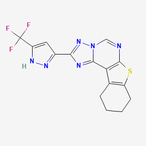 molecular formula C15H11F3N6S B10974861 2-[3-(trifluoromethyl)-1H-pyrazol-5-yl]-8,9,10,11-tetrahydro[1]benzothieno[3,2-e][1,2,4]triazolo[1,5-c]pyrimidine 