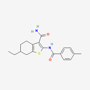 molecular formula C19H22N2O2S B10974931 6-Ethyl-2-[(4-methylbenzoyl)amino]-4,5,6,7-tetrahydro-1-benzothiophene-3-carboxamide 